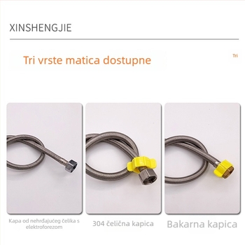 Opletena cijev od nehrđajućeg čelika, fleksibilna cijev s navojnim priključkom za toplu i hladnu vodu, model: Nehrđajući čelik opletna fleksibilna cijev, radna temperatura -20 do 120 °C