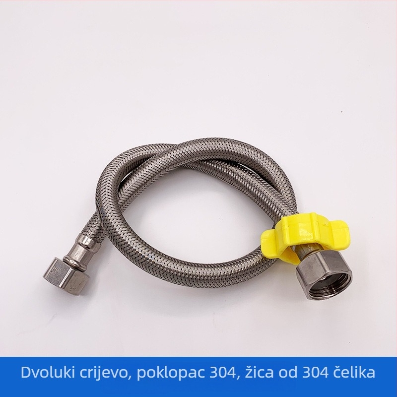 Opletena cijev od nehrđajućeg čelika, fleksibilna cijev s navojnim priključkom za toplu i hladnu vodu, model: Nehrđajući čelik opletna fleksibilna cijev, radna temperatura -20 do 120 °C