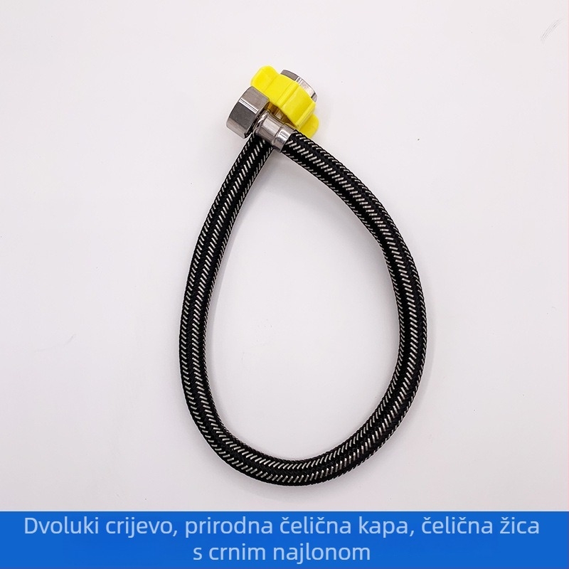 Opletena cijev od nehrđajućeg čelika, fleksibilna cijev s navojnim priključkom za toplu i hladnu vodu, model: Nehrđajući čelik opletna fleksibilna cijev, radna temperatura -20 do 120 °C