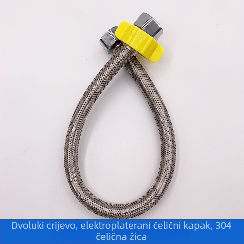 Opletena cijev od nehrđajućeg čelika, fleksibilna cijev s navojnim priključkom za toplu i hladnu vodu, model: Nehrđajući čelik opletna fleksibilna cijev, radna temperatura -20 do 120 °C
