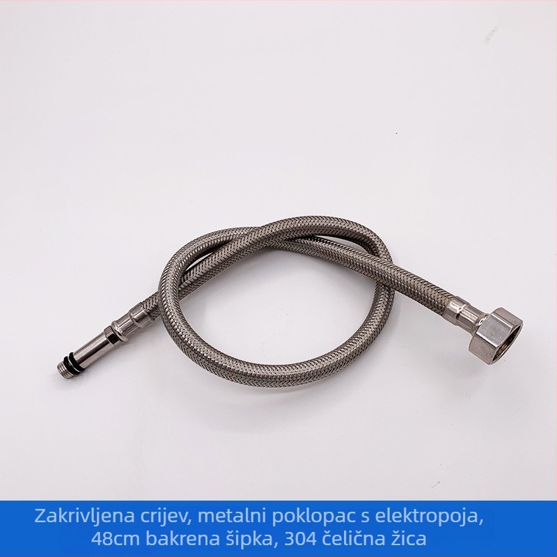Opletena cijev od nehrđajućeg čelika, fleksibilna cijev s navojnim priključkom za toplu i hladnu vodu, model: Nehrđajući čelik opletna fleksibilna cijev, radna temperatura -20 do 120 °C