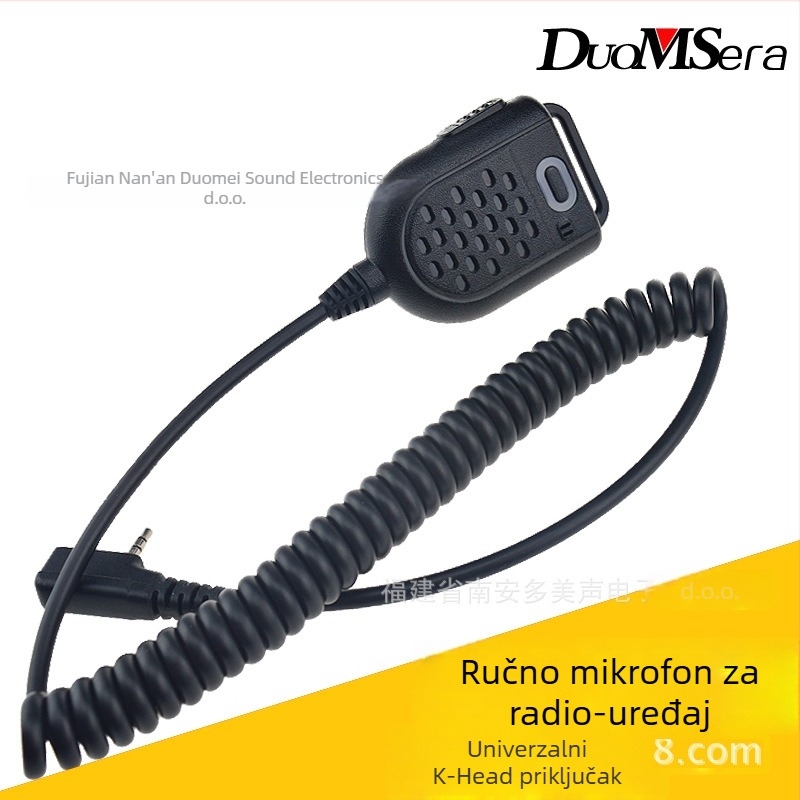 Walkie-Talkie mikrofon, ručni rameni mini K-head, domet ispod 1,5 km, impedancija 50 Ω, osjetljivost 2,5, otporan na prašinu, bez baterija