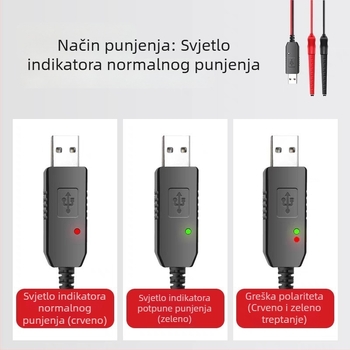 Punjač za walkie-talkie s univerzalnim klipom i USB kabelom za automobil, Četvrta Generacija univerzalnog punjača, 3.6-8.4V, dvostruka baterija, protuklizno