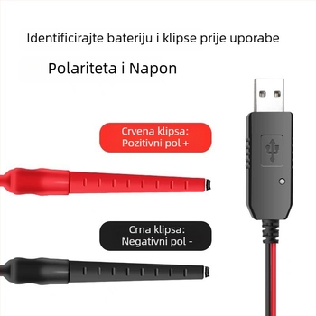 Punjač za walkie-talkie s univerzalnim klipom i USB kabelom za automobil, Četvrta Generacija univerzalnog punjača, 3.6-8.4V, dvostruka baterija, protuklizno