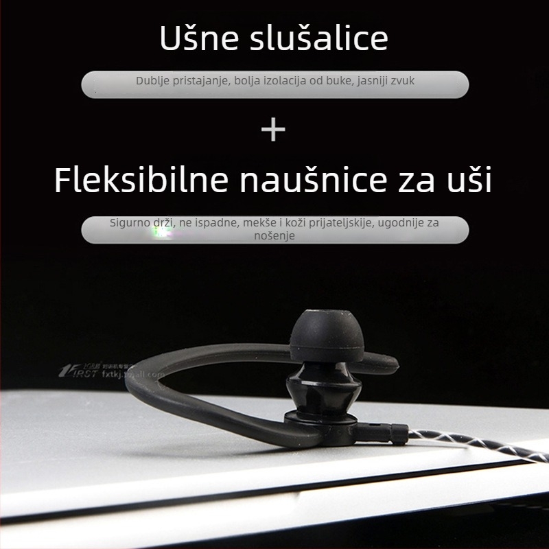 FeiXunteng audio slušalica s PTT, ušni kuka za uho, in-ear dizajn, protiv smetnji, bez baterije, za radijske uređaje s K‑tip konektorom, domet 1,5–3 km