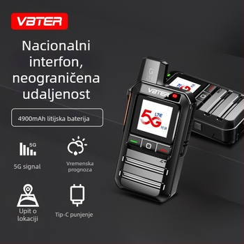 Wabbett WBT-6.0 Snažna verzija — uređaj za javnu mrežu, 430–440 MHz, domet >50 km, 5G/4G/3G/2G, Li-ion baterija 4900 mAh, zaslon