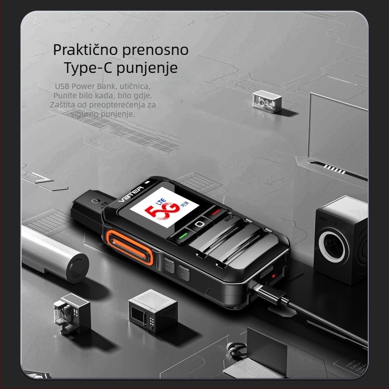 Wabbett WBT-6.0 Snažna verzija — uređaj za javnu mrežu, 430–440 MHz, domet >50 km, 5G/4G/3G/2G, Li-ion baterija 4900 mAh, zaslon
