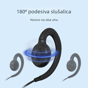 Walkie-Talkie slušalica s PU mekim držačem za uho, protiv smetnji, raspon 5–10 km, RF izlazna snaga 3 W, impedancija 5 Ω