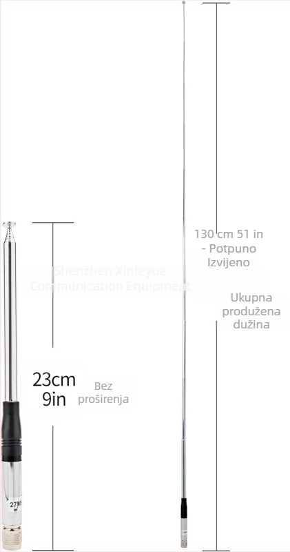 CB 27MHz antena, TNC muški priključak, teleskopksa antena, protiv smetnji, domet 10–50 km