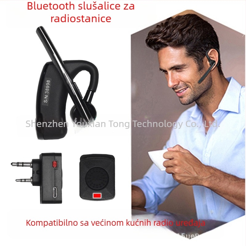 Walkie-Talkie Bluetooth slušalica s K-tip dvostrukim priključkom, domet do 1,5 km, litijeva baterija, funkcija protiv smetnji