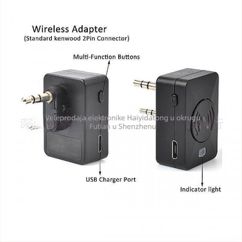 Bluetooth slušalica za radio komunikaciju i bežični adapter, kompatibilan s Baofeng UV-5R/UV-82/UV-888S/K-Head – otporan na prašinu, domet do 1,5 km