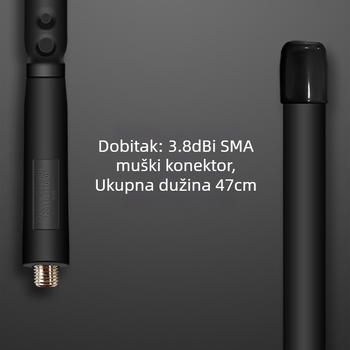 Antena za walkie-talkie CS Folding Tactical Ruler, SMA samica, 136–520 MHz, domet 3–5 km