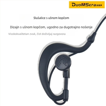 Slušalica za radio s Type-C kabelom, kuku za uho, protiv smetnji, 16 kanala, domet do 1,5 km