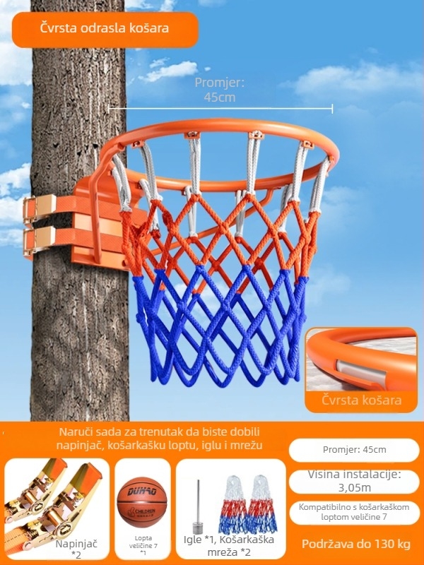 Zidni vanjski koš za košarku, bez bušenja, prenosni stalak za djecu i odrasle