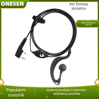 Baofeng slušalice za radio s kožnim kabelom, kompatibilne BF-888S/992/5R, otporne na prašinu, bez baterija, domet 3–5 km