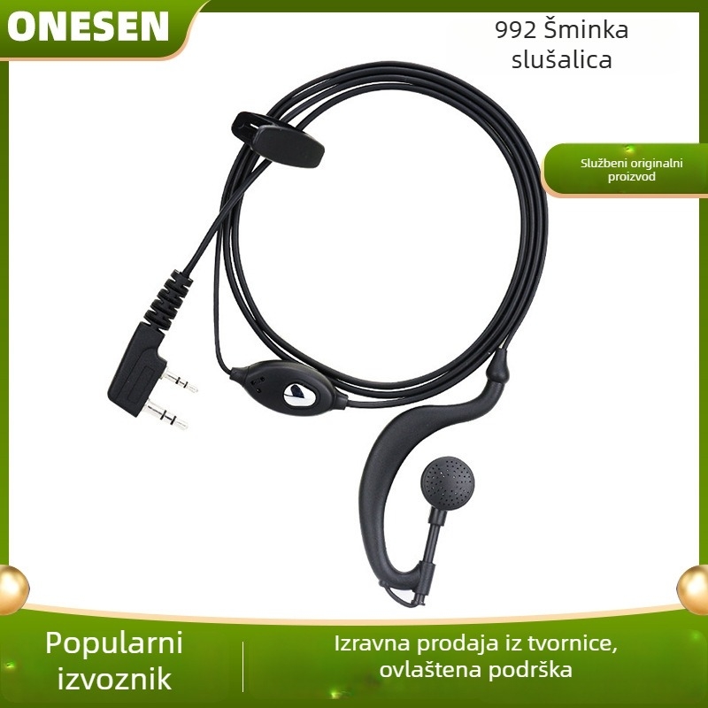 Baofeng slušalice za radio s kožnim kabelom, kompatibilne BF-888S/992/5R, otporne na prašinu, bez baterija, domet 3–5 km