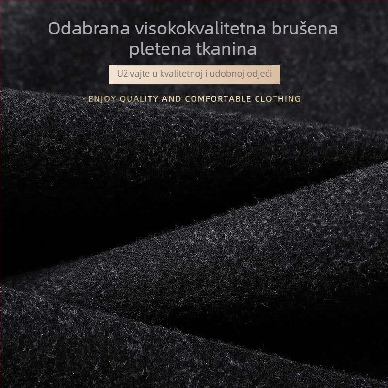Muške casual hlače ravnog kroja, podstavljene fleeceom, visoki struk, od bambus vlakana, visoka elastičnost, zima