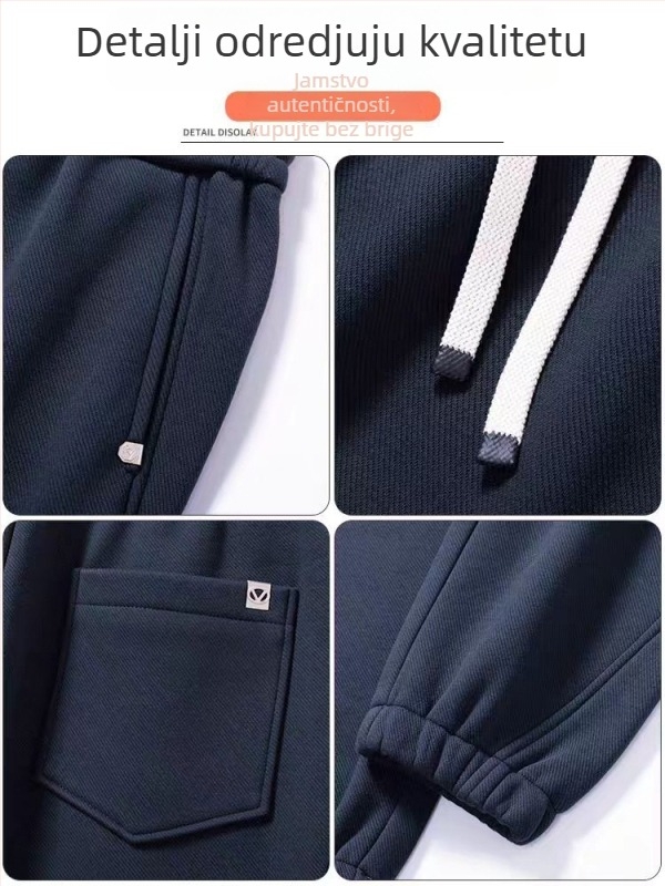 Muške cargo jogger hlače s fleece podstavom za zimu, srednji porast struka, vezanje na struku, više džepova