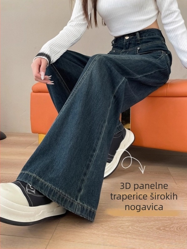 Traperice: široki kroj, visok struk, denim, opuštena silueta, uobičajena debljina