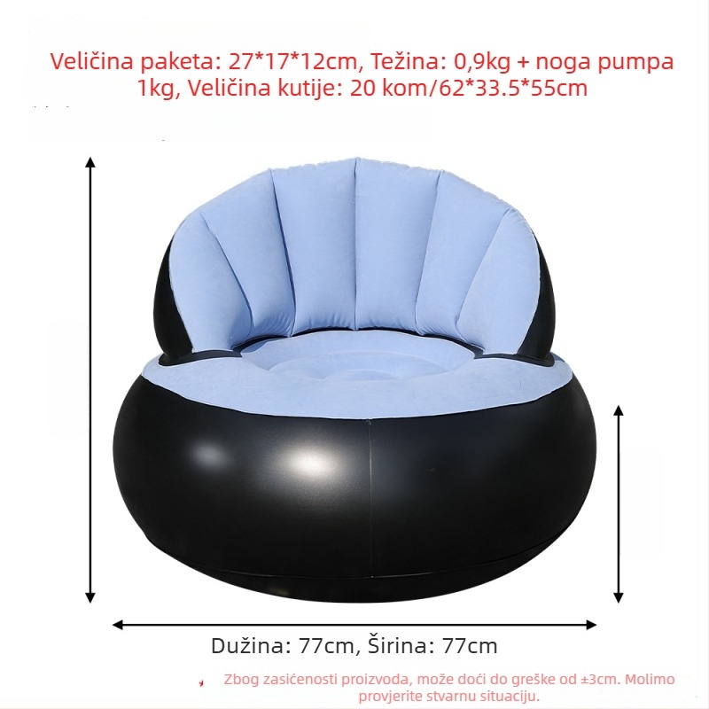 Nafukana kuglasta sofa-stolica, za jednu osobu, bean bag, sklopiva i prijenosna