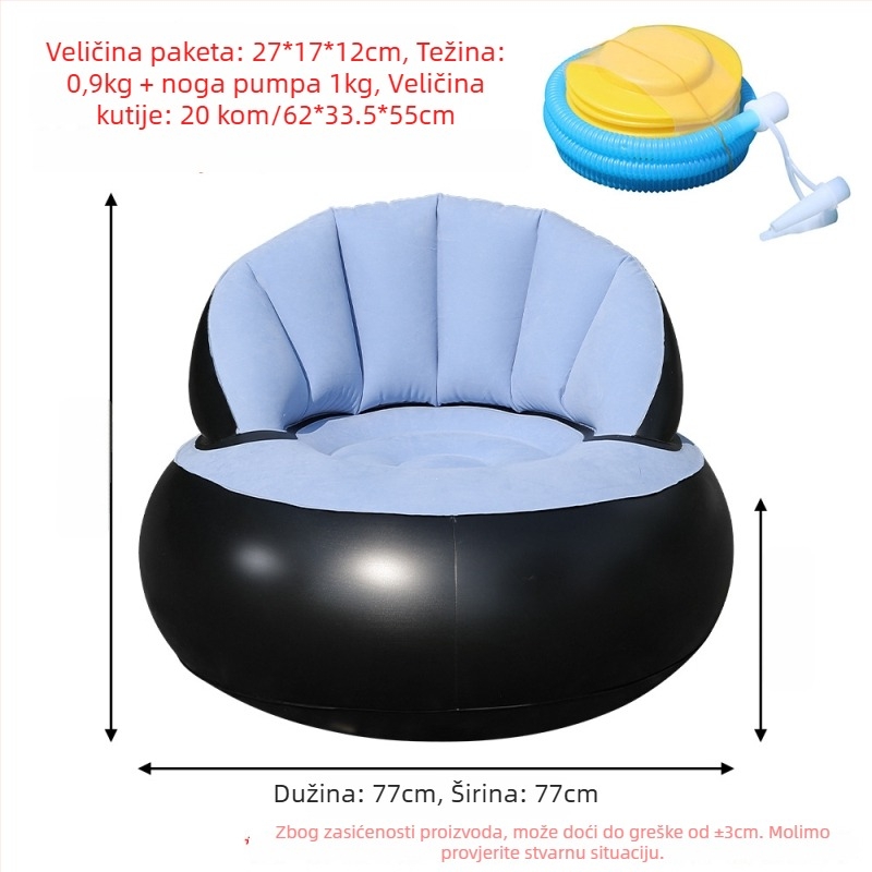 Nafukana kuglasta sofa-stolica, za jednu osobu, bean bag, sklopiva i prijenosna