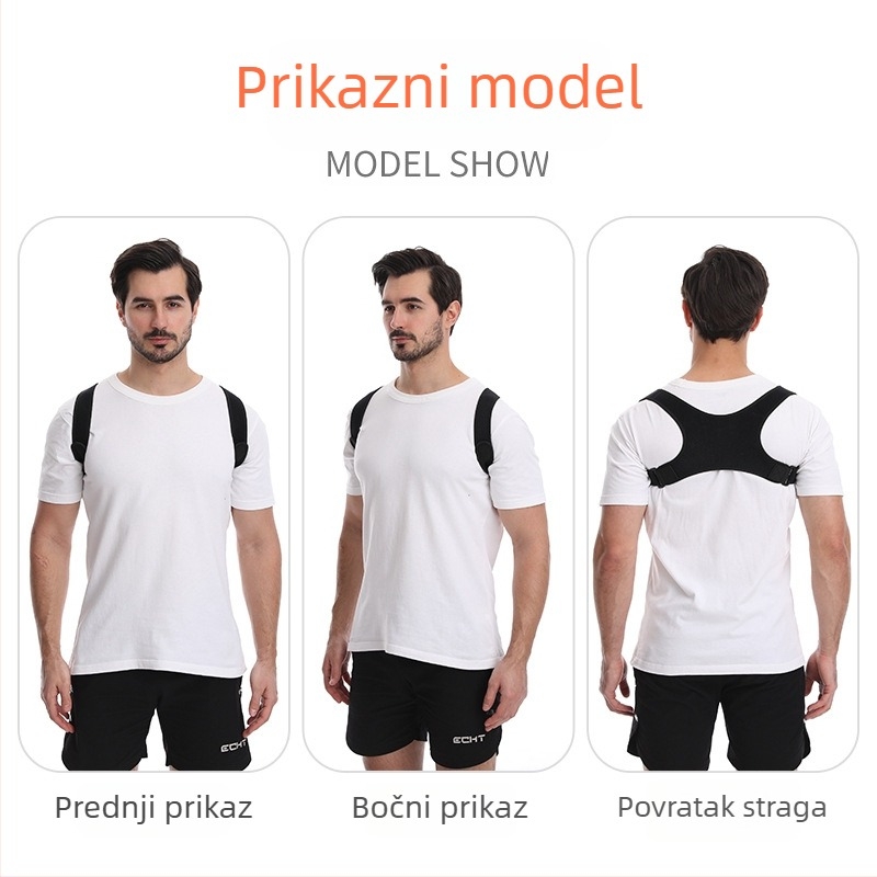 Korektor držanja s podesivim remenima za ramena, stražnja potpora leđa, model Humpback Correction Belt, materijal neopren + poliester, pogodan za sva godišnja doba