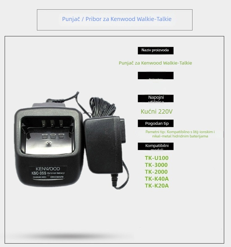Inteligentan punjač za walkie-talkie Jianwu KSC-35S, kompatibilan s TK-U100D, U100, TK3000