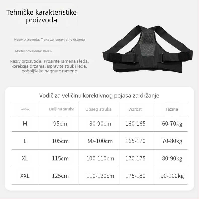 Korektor držanja tijela, prozračni poliester, Osik brend, za učenike i odrasle