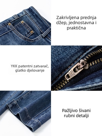 Yan Rui ženske traperice od denima, visoki struk, flis unutrašnjost, mikroelastične, cropped stil cigareta