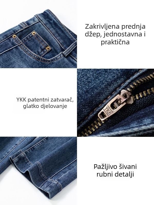 Yan Rui ženske traperice od denima, visoki struk, flis unutrašnjost, mikroelastične, cropped stil cigareta