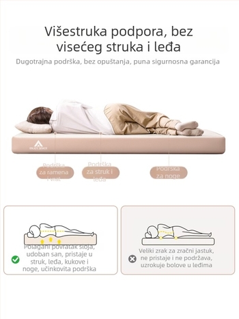 Naduvani kamping madrac, PVC površina, dvostruka konstrukcija, težina 3 kg, vanjska električna pumpa zraka