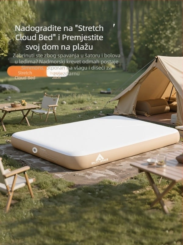 Naduvani kamping madrac, PVC površina, dvostruka konstrukcija, težina 3 kg, vanjska električna pumpa zraka