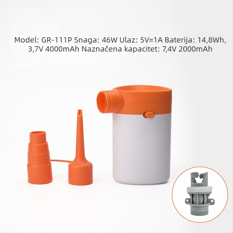 Naduvani kamping madrac, PVC površina, dvostruka konstrukcija, težina 3 kg, vanjska električna pumpa zraka