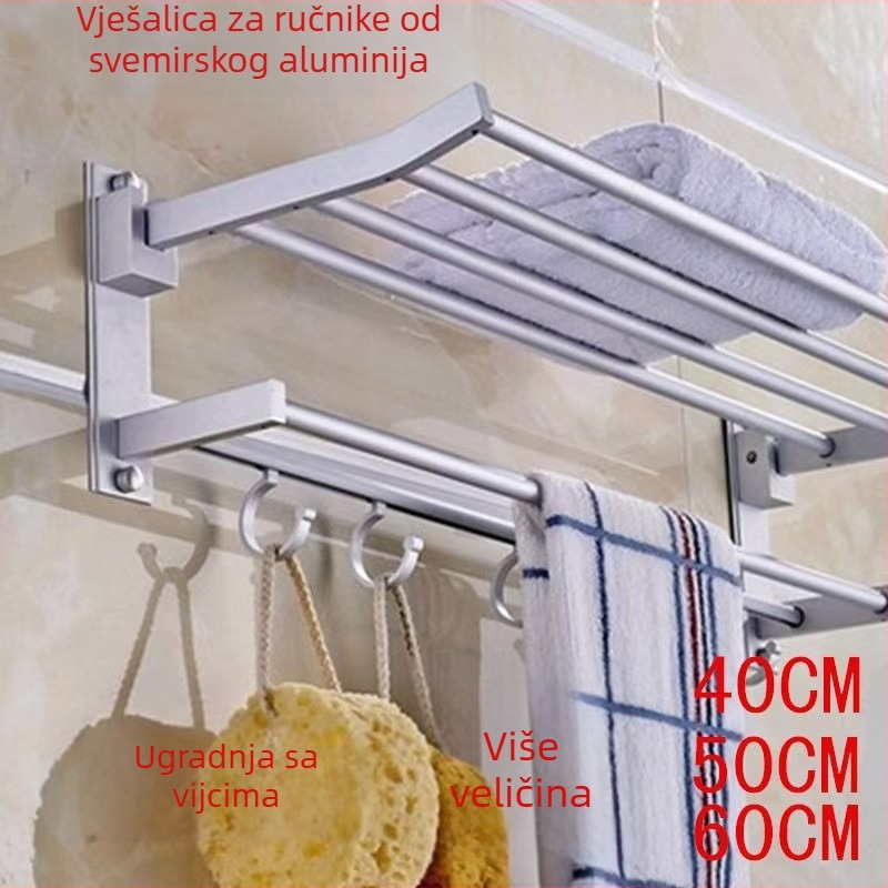 Držač za ručnike, dvostruki sloj, mat završna površina od aluminijske legure, nosivost 10 kg