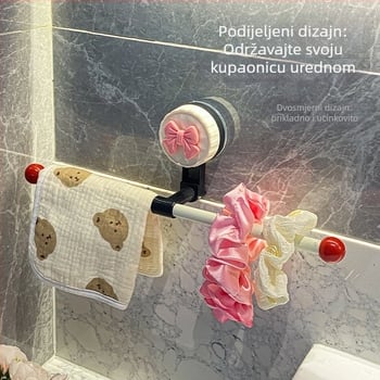 Plastični držač ručnika s usisnom čašicom, bez bušenja, jednoručna kupaonska polica za skladištenje, prilagodljiv