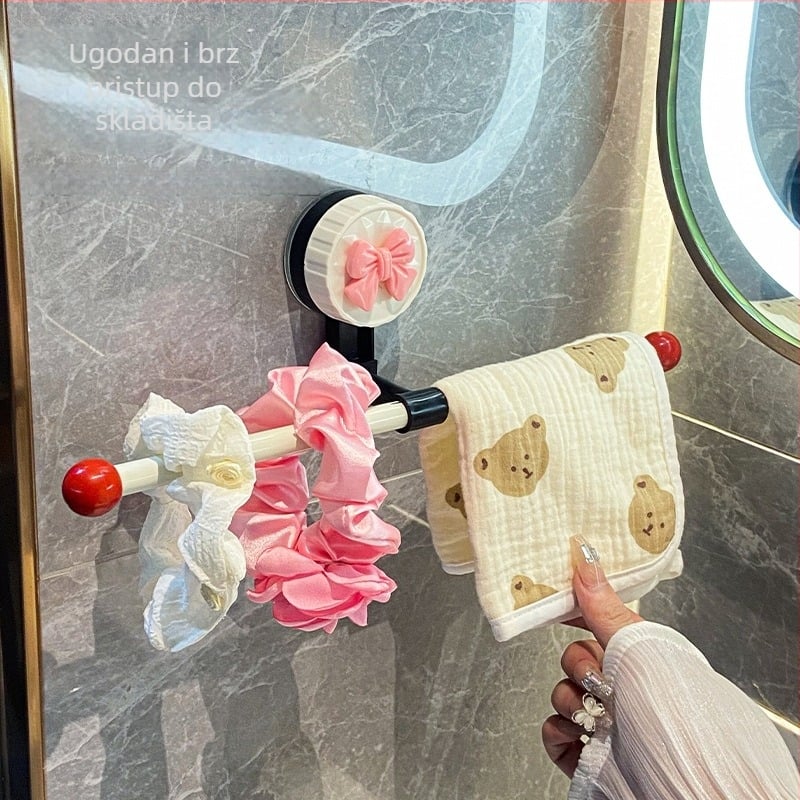 Plastični držač ručnika s usisnom čašicom, bez bušenja, jednoručna kupaonska polica za skladištenje, prilagodljiv