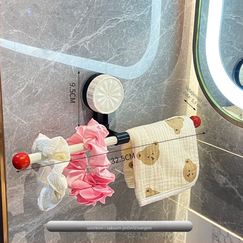 Plastični držač ručnika s usisnom čašicom, bez bušenja, jednoručna kupaonska polica za skladištenje, prilagodljiv