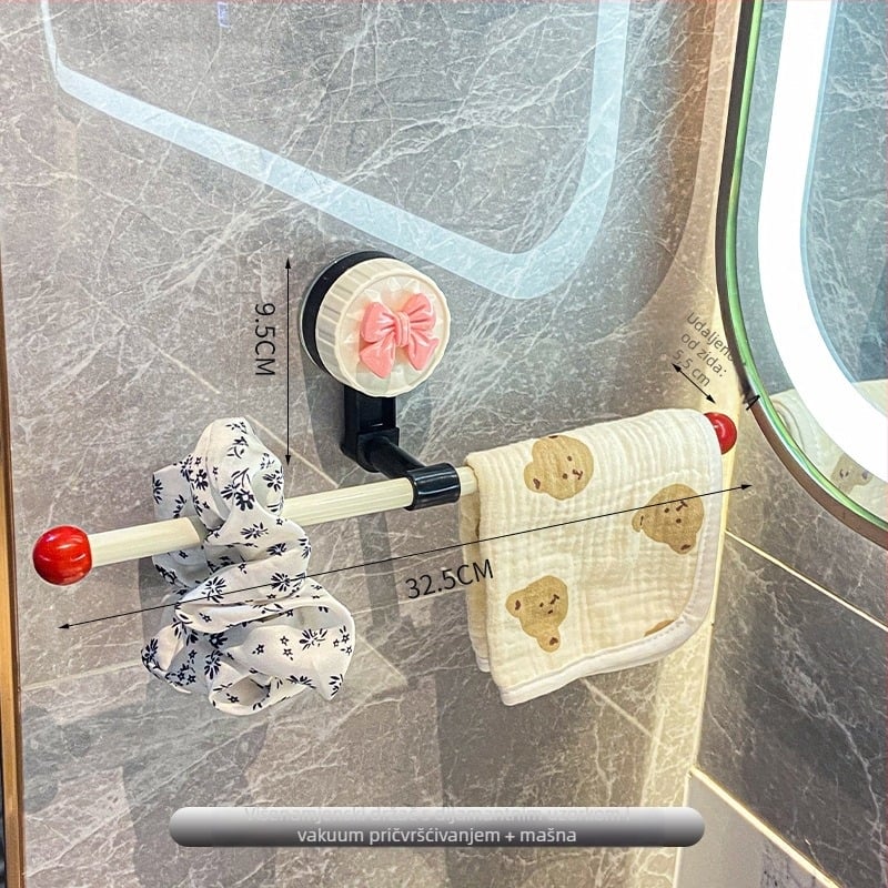 Plastični držač ručnika s usisnom čašicom, bez bušenja, jednoručna kupaonska polica za skladištenje, prilagodljiv