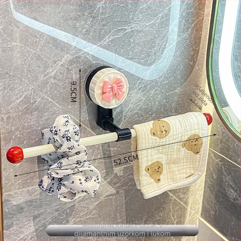 Plastični držač ručnika s usisnom čašicom, bez bušenja, jednoručna kupaonska polica za skladištenje, prilagodljiv