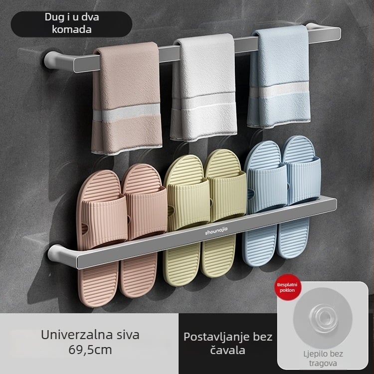 Plastični držač ručnika, zidni bez bušenja, kupaonica organizator za pohranu