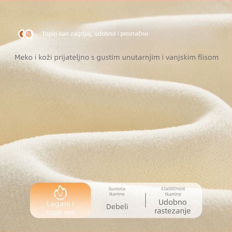 Dječji termalni komplet za jesen-zimu, unisex, dvodijelni osnovni sloj (gornji dio i donji dio), visok pojas za zaštitu trbuha, okrugli ovratnik, poliester 92,1%, uzrast 1–3 godine, uzorak: jednobojan ili crtani