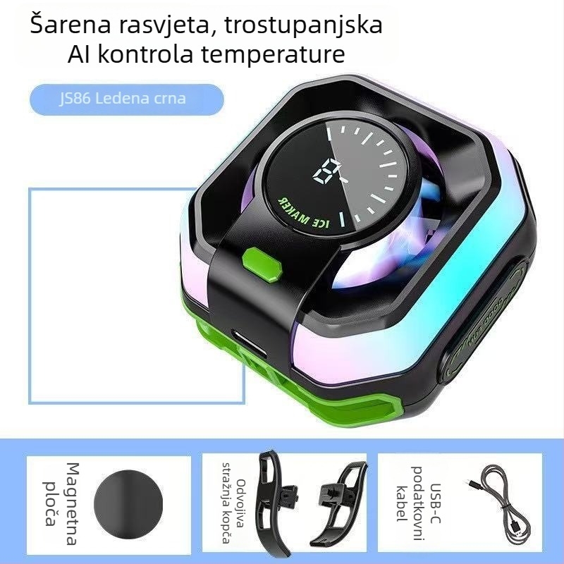 Magnetski hladnjak za telefon s dvostrukim poluvodičem, stražnji klip, 125 g, 10 W, Type-C sučelje, ABS+metal, model N26