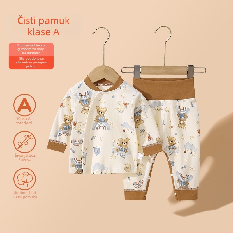 BeBi pamukasti set za spavanje s dugim rukavima i hlačama, unisex, 100% pamuk, cartoon uzorak, Klasa A
