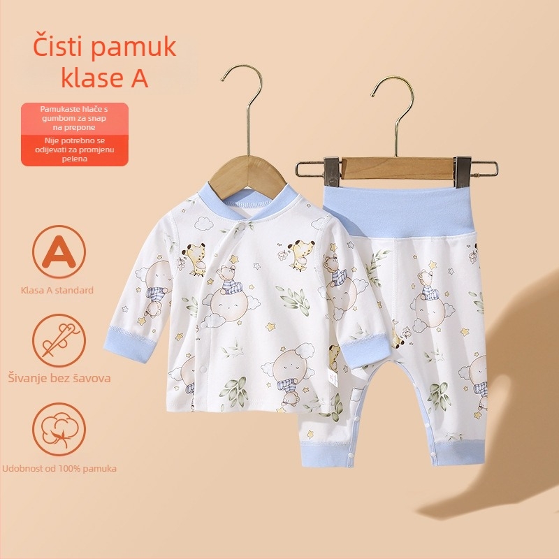 BeBi pamukasti set za spavanje s dugim rukavima i hlačama, unisex, 100% pamuk, cartoon uzorak, Klasa A