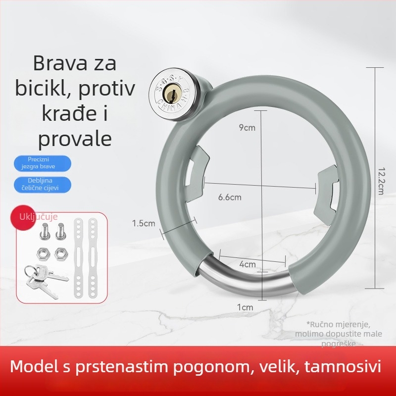 Three Axe brava za bicikl, nehrđajući čelik, protiv krađe, kružni zaključak, model 01, 300 g