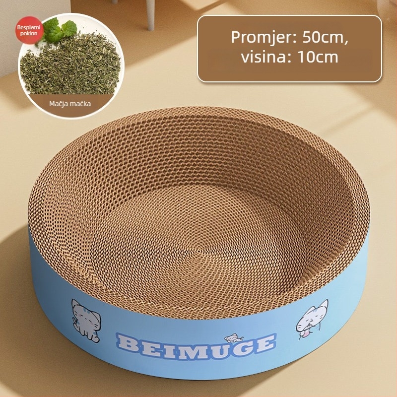 Integrirana ploča za grebanje mačaka i krevet, okrugla igračka od valovitog papira, izdržljiva, bez vlakana, površina za oštrenje kandži