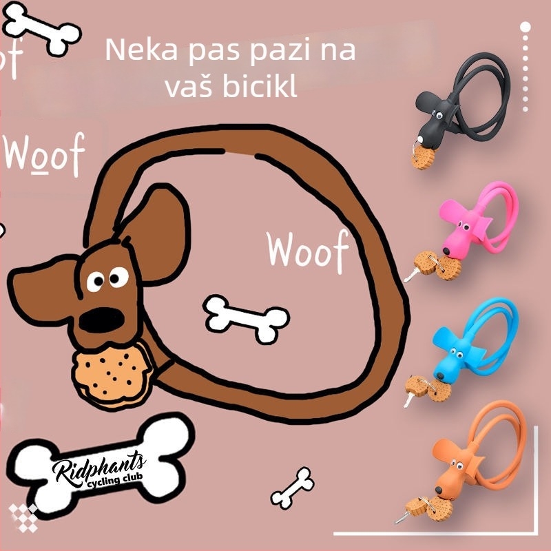 Silikonski katanc za bicikl s motivom štene‑keksi, privjesak za ključeve, protiv krađe