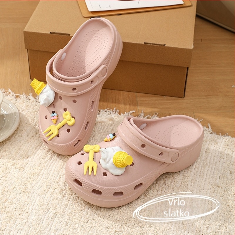 Ženske sandale Crocs stila od EVA, prozračne i otporne na klizanje, s debelim potplatom od 4–5 cm, svakodnevna ljetna obuća.