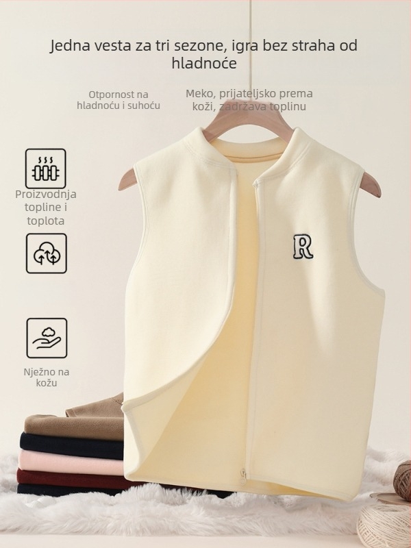 Dječja flis veste s fleec podstavom za zimu, unisex, okrugli vrat, bez kapulje, glavni materijal viskoza 56%