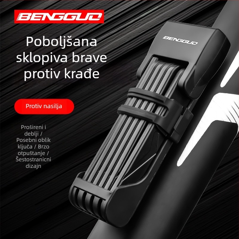 Sklopiva brava za bicikl s ključem – protiv krađe za planinske i električne bicikle, Model BG-0513, Materijal: legirani čelik + ABS, Težina: 0,7 kg, Stil: moderni jednostavnost